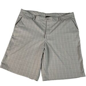 Pebble Beach Performance Men's Tan White Plaid Pattern Golf Shorts Sz 40 Stretch